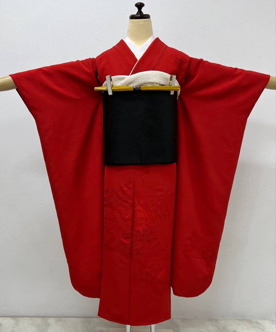刺繍入り　色無地　振り袖　フルセット　別誂長襦袢　服部袋帯　成人式　鉾　800