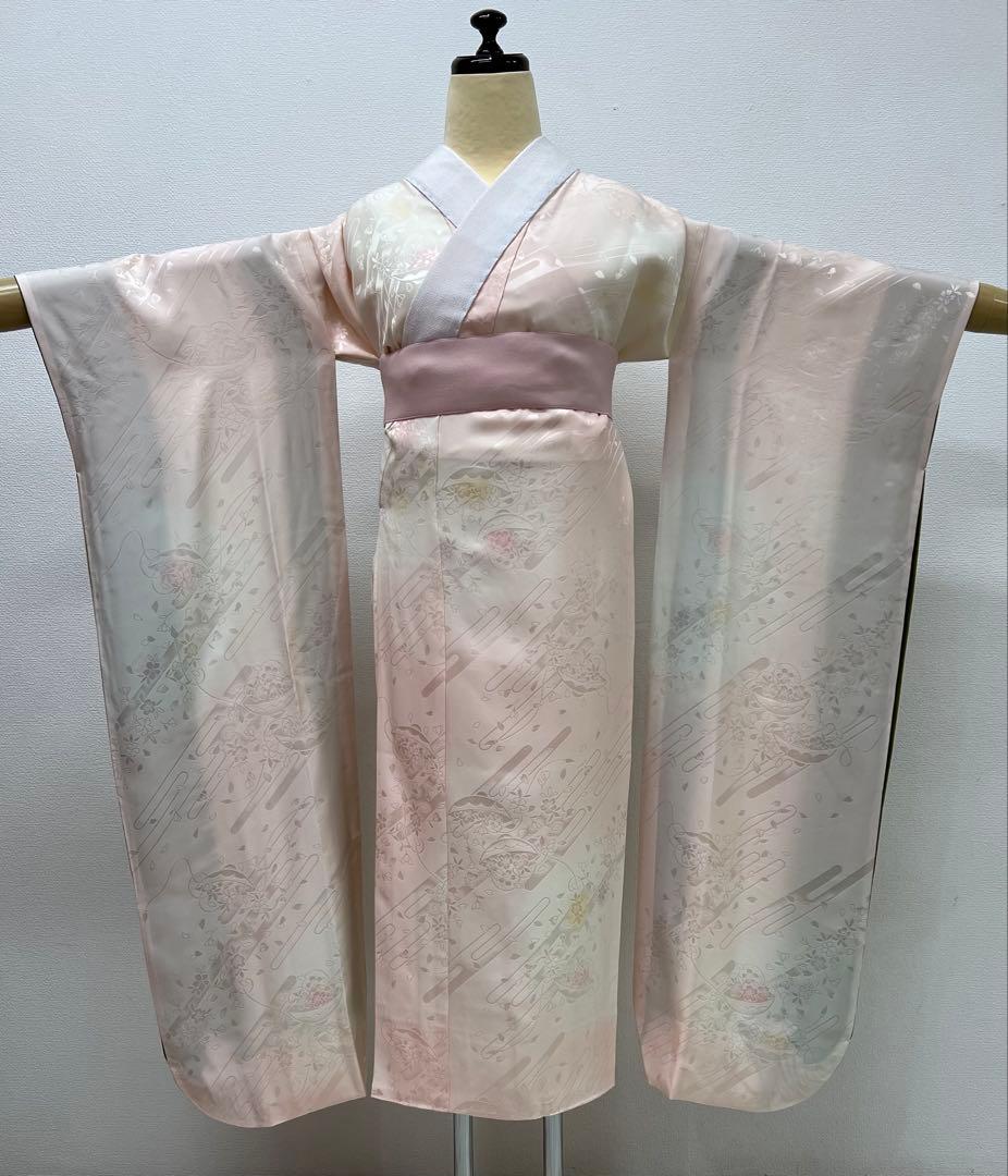 刺繍入り　色無地　振り袖　フルセット　別誂長襦袢　服部袋帯　成人式　鉾　800