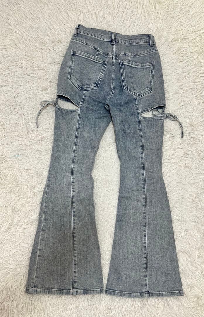 美品　RESEXXY カットアウトリボンデニムパンツ S アイスブルー　人気