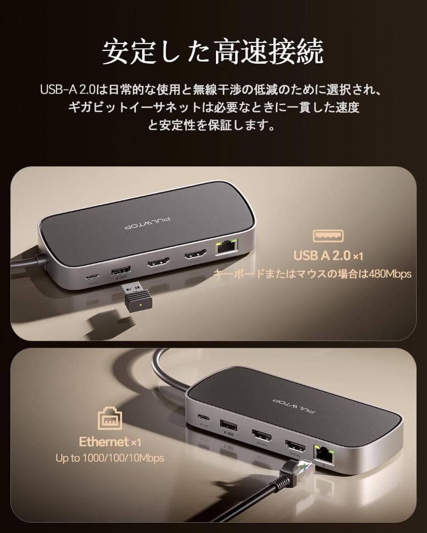 MacBook Pro/Air用 10in1 ドッキングステーション 4K対応