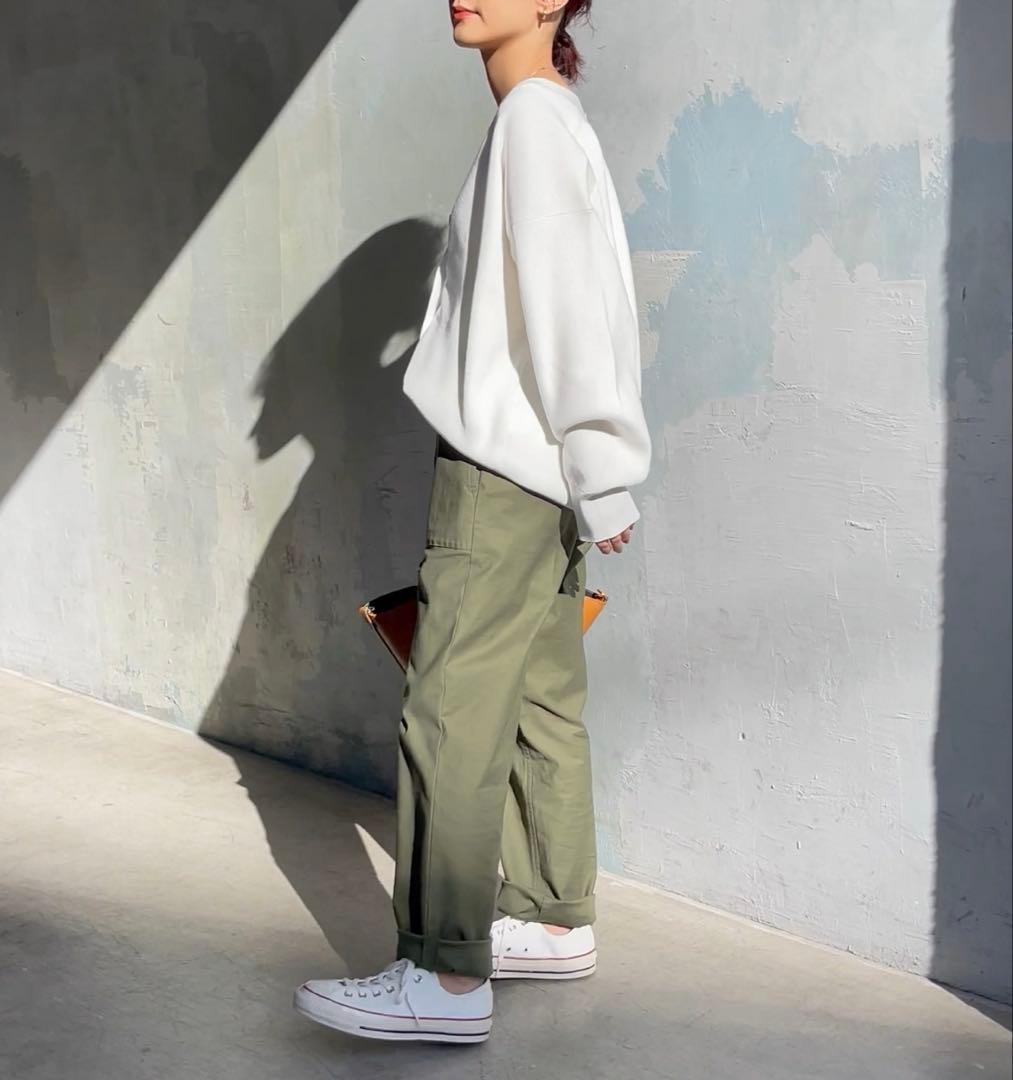 Spick & Span 片畔編みニットカーディガン　ホワイト　ビックシルエット