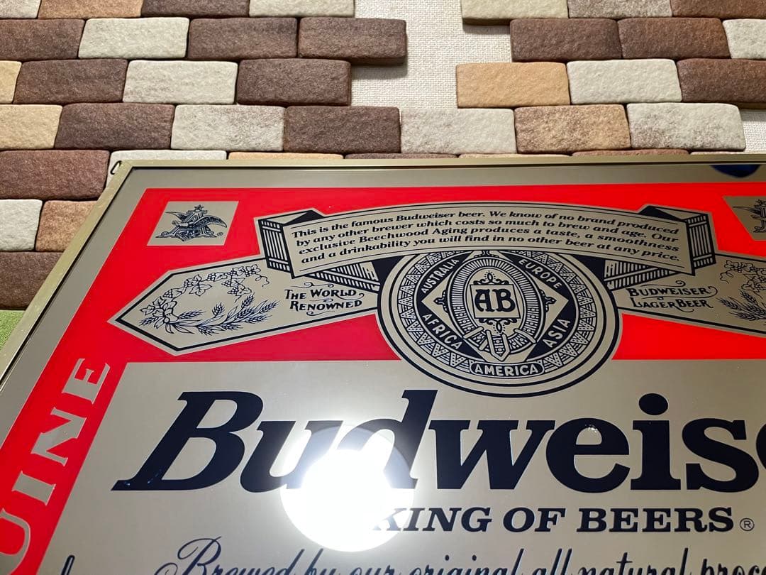 Budweiser ミラー　バドワイザー　壁掛け鏡 ビンテージ広告 フレーム付き
