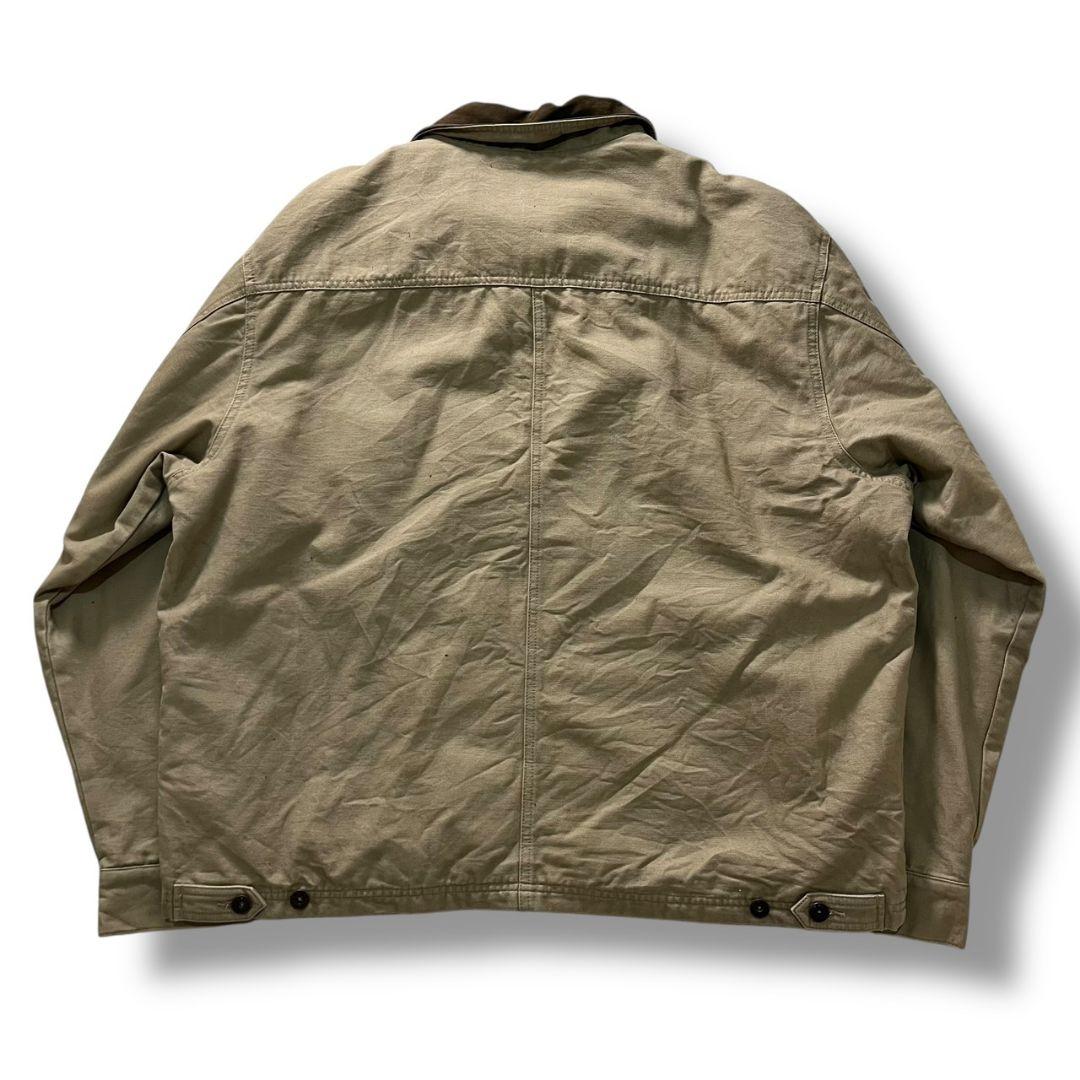 Eddie Bauer ダック地 ハンティングジャケット 襟レザー ベージュ