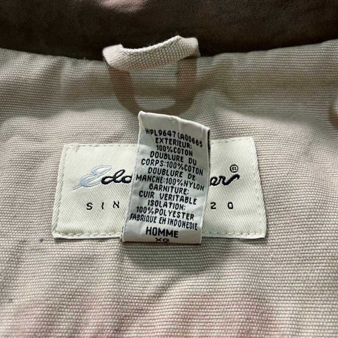 Eddie Bauer ダック地 ハンティングジャケット 襟レザー ベージュ
