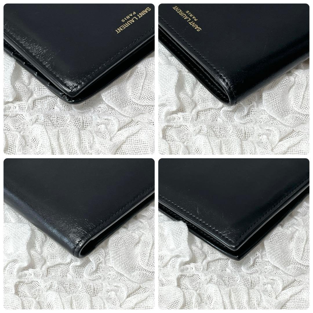希少✨美品✨サンローラン　二つ折り財布　コンパクト　札入れ　ブラック　黒　ロゴ
