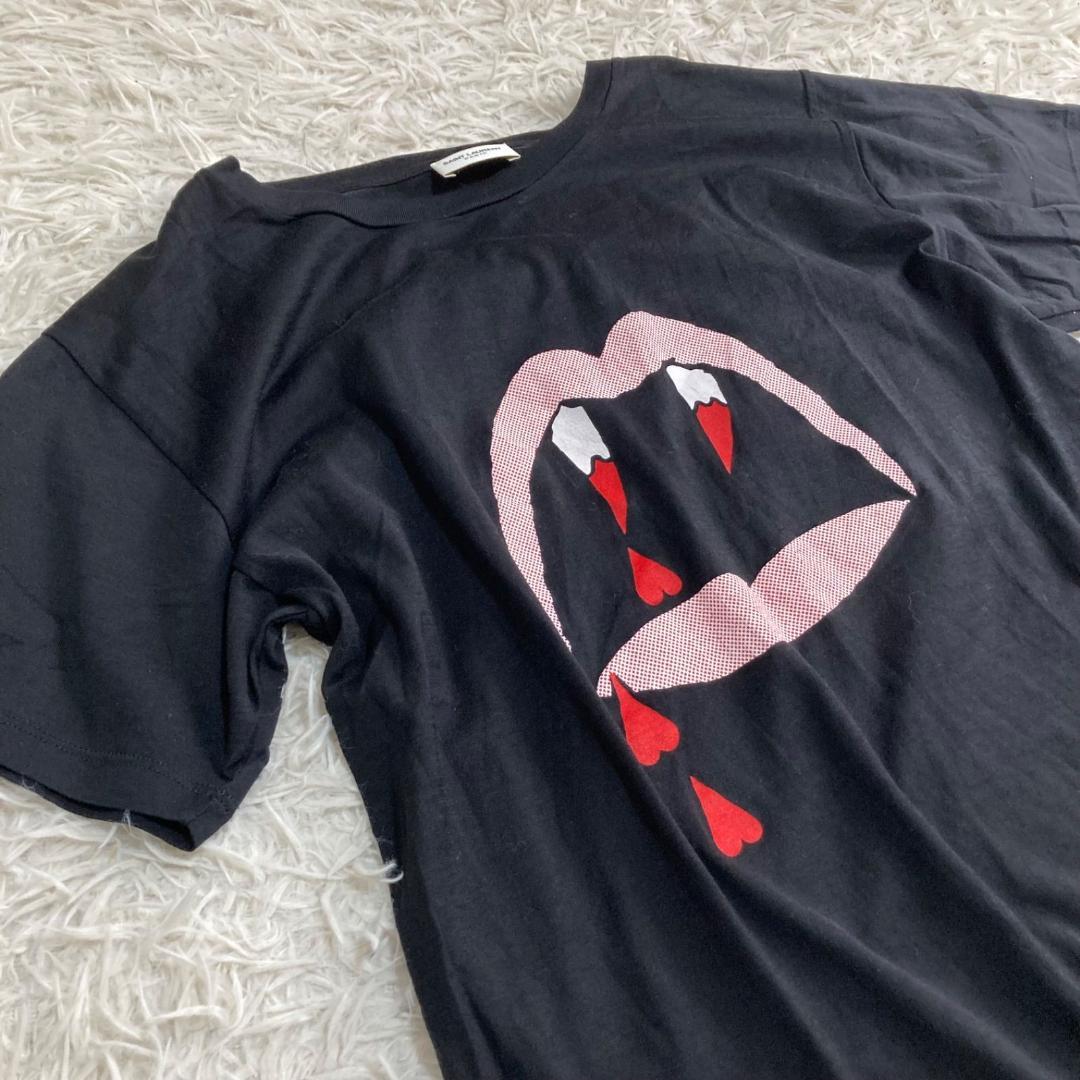 良品✨サンローランパリ ブラッドラスター ヴァンパイアTシャツ 黒 コットン