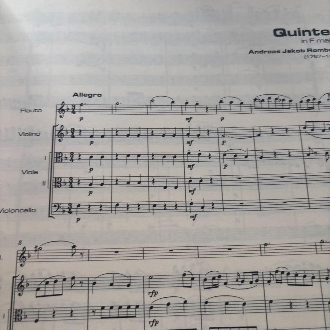 楽譜　 ロンベルク:フルート五重奏Op. 41 No. 3