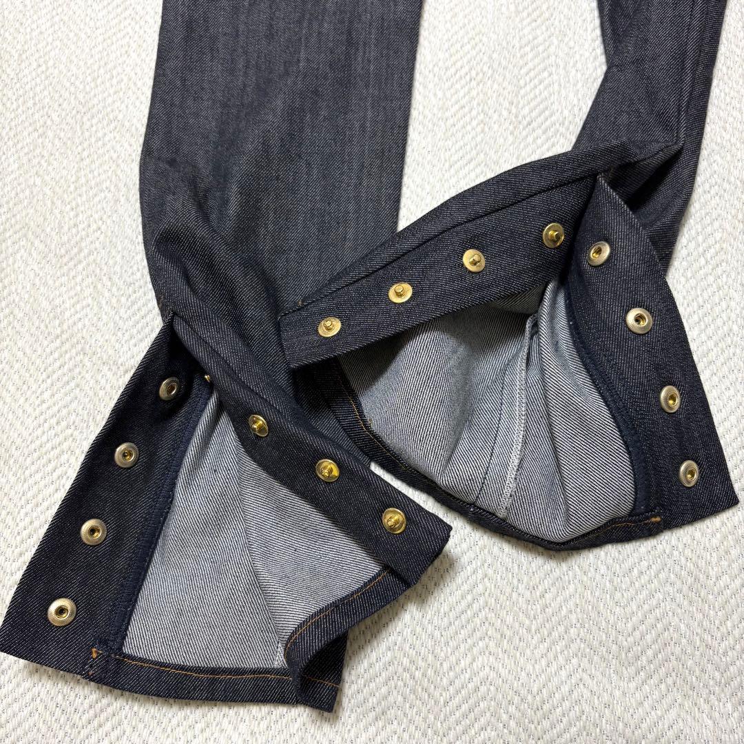 極美品 ESCADA エスカーダ ロゴ 金ボタン ストレッチ デニムパンツ