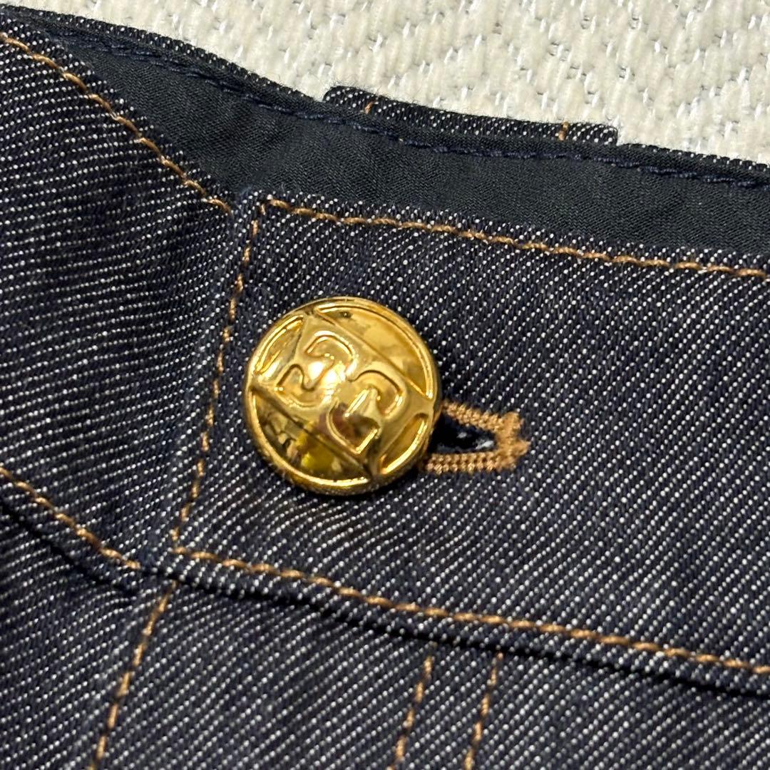 極美品 ESCADA エスカーダ ロゴ 金ボタン ストレッチ デニムパンツ