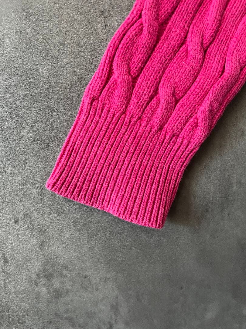 定番人気♡ラルフローレン　ケーブルニットカーディガン ホース刺繍　ピンク