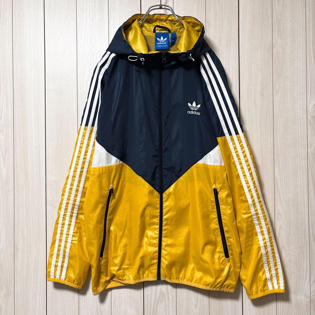 美品 adidas originals ナイロンジャケット パーカー 刺繍