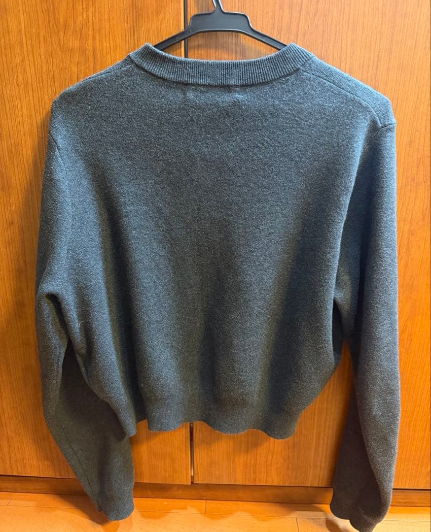CABANキャバン コットンカシミヤクルーネックカーディガン チャコールグレー