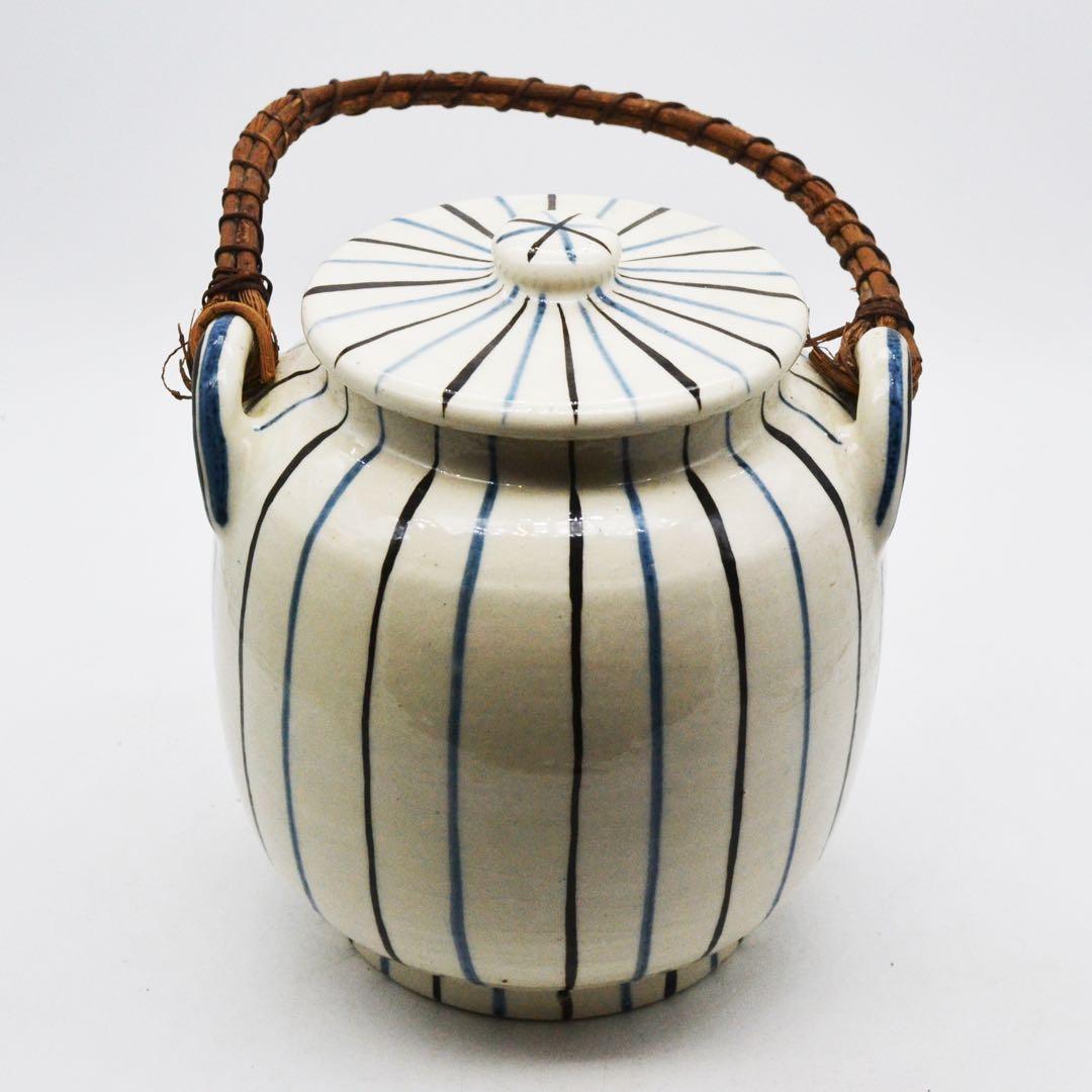 昭和レトロ　火消壺　瀬戸麦藁手　花入れ　花器　茶道　炭入れ