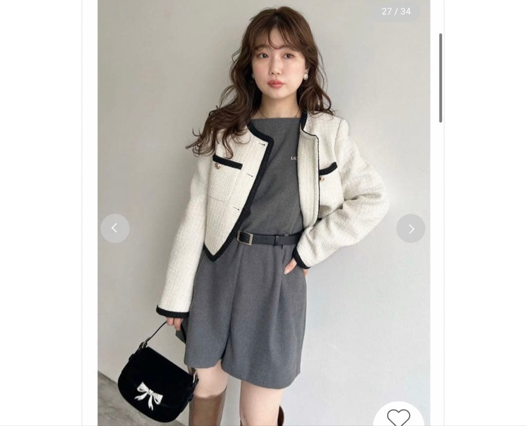 LILY BROWN ツイードショートジャケット、スカートセット　セットアップ