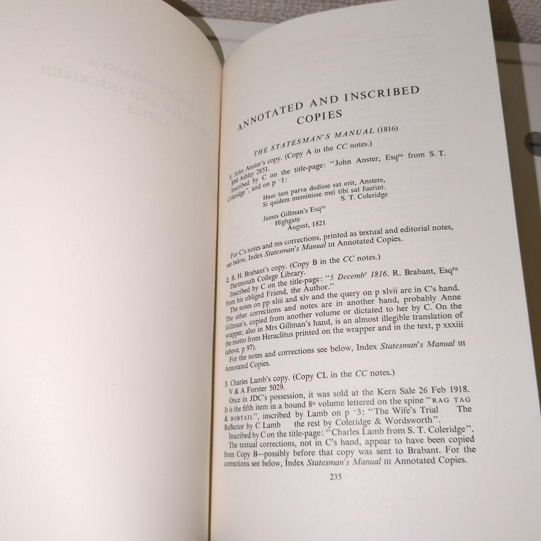 洋書 コールリッジ Coleridge 『政治家必携の書』英語版