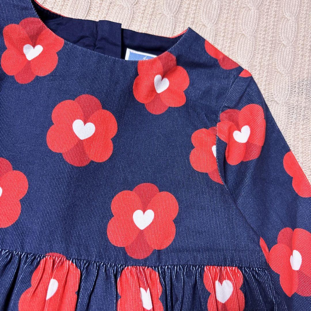 新品　Jacadi ハートフラワー コーデュロイワンピース　 36M