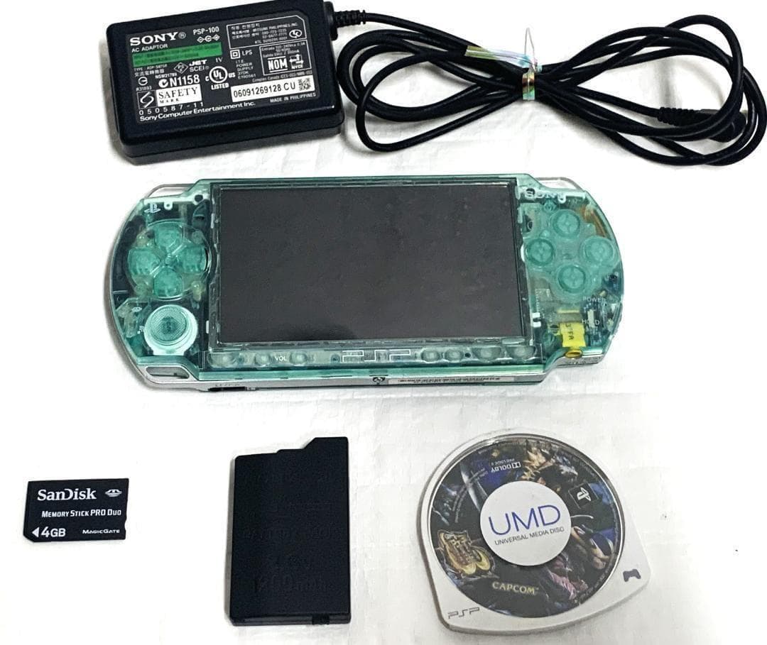 PSP 2000 すぐ遊べるセット【美品・カスタム】スケルトン　グリーン