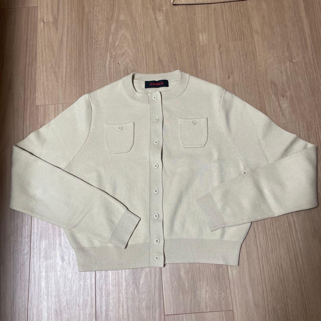 CABaN コットンカシミヤ クルーネックカーディガン xs ベージュ