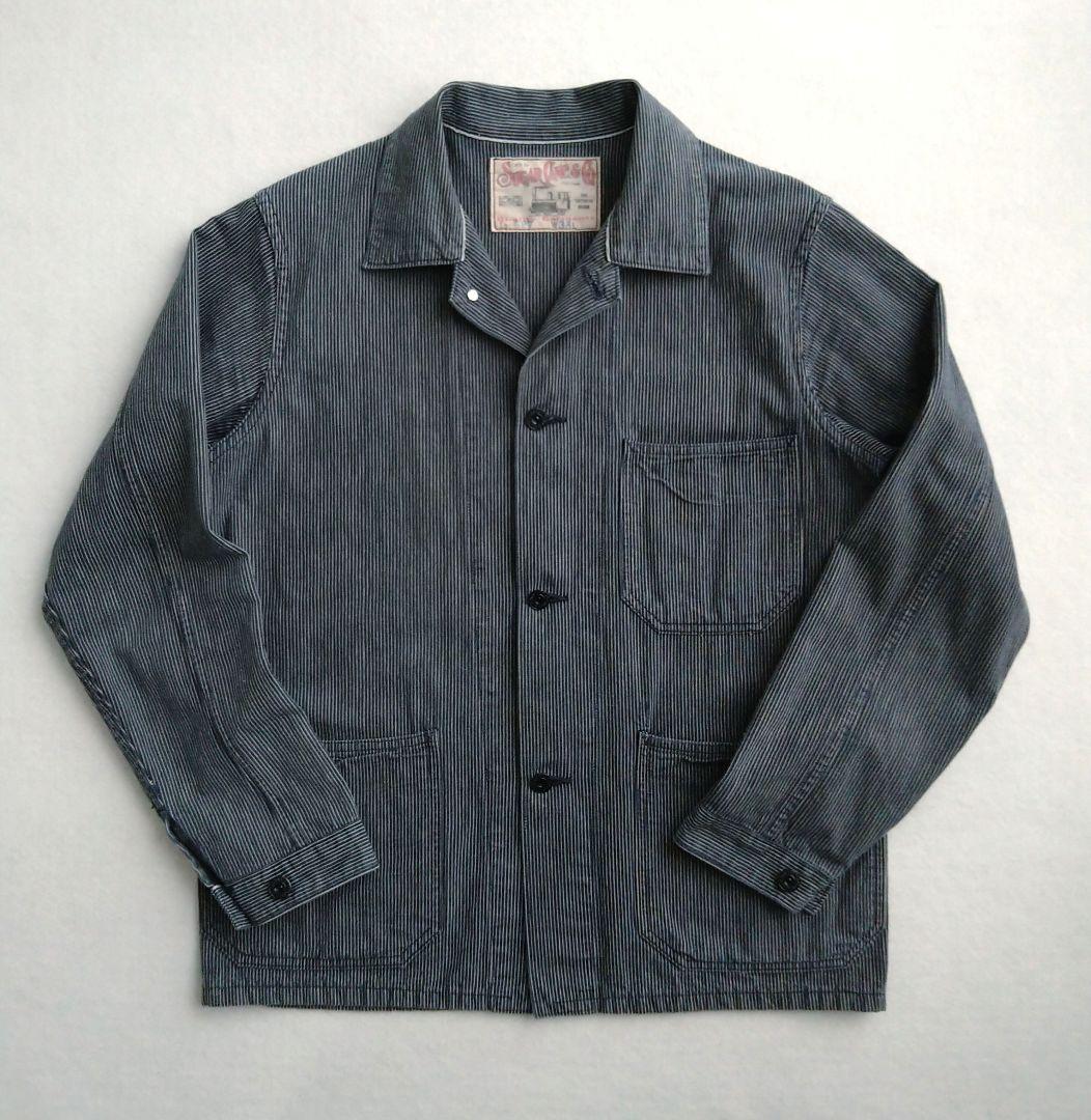 シュガーケーン 9oz インディゴストライプ ワークコート SC13527 M