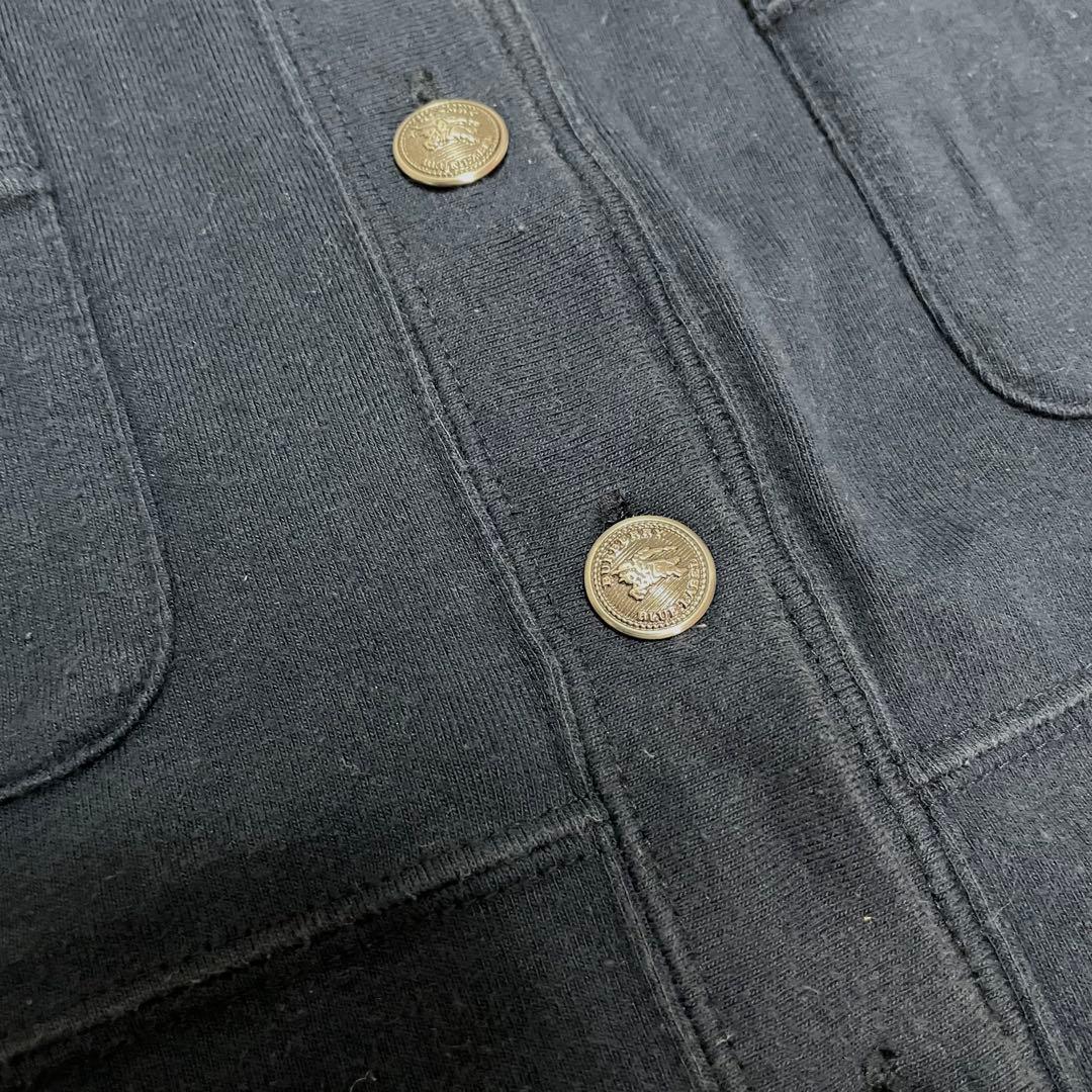 BURBERRY カーディガン ネイビー ホースマーク バックロゴ ポケット 綿