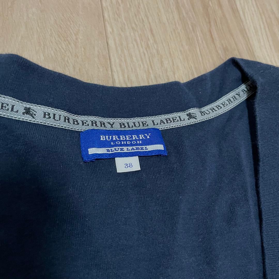 BURBERRY カーディガン ネイビー ホースマーク バックロゴ ポケット 綿