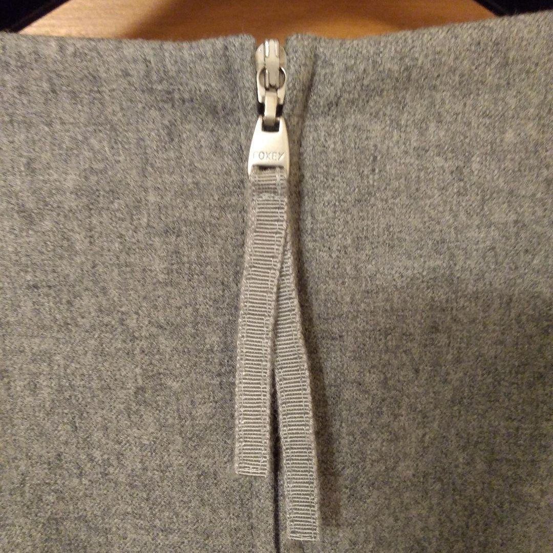 【美品】フォクシー　半袖ウールワンピース　グレー　42