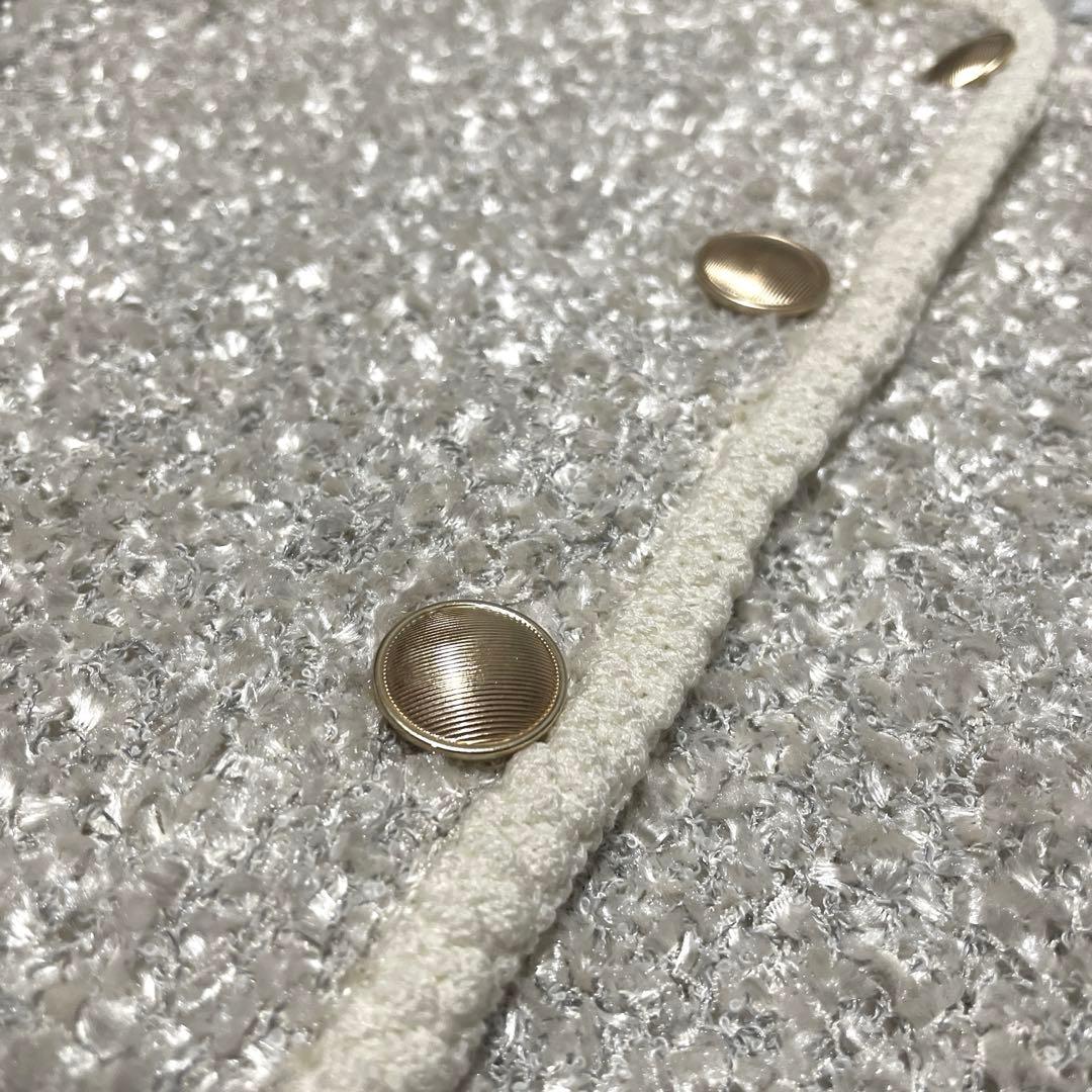COHINA ツイードゴールドボタンニットカーディガン