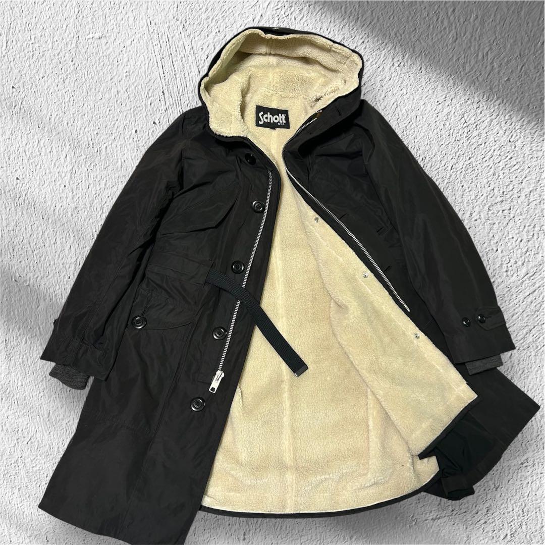 schott ショット　モッズコート　ナイロンミリタリーコート　ライナー付き　L