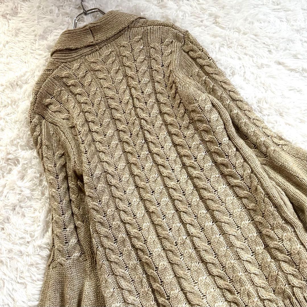 新品　MARIO VALENTINO ケーブル編み　デザインカーディガン　LL