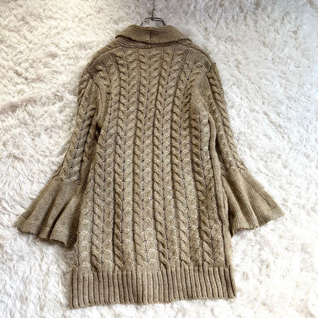 新品　MARIO VALENTINO ケーブル編み　デザインカーディガン　LL