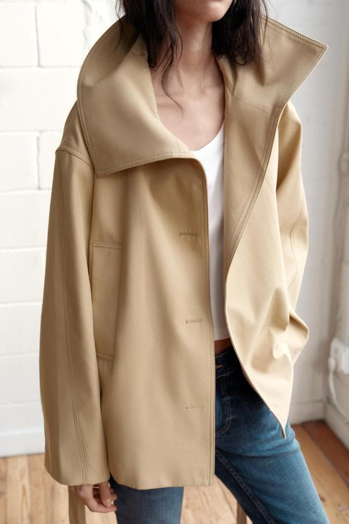 ZARA！ ショートトレンチコート ライトゴールデンブラウン M～L