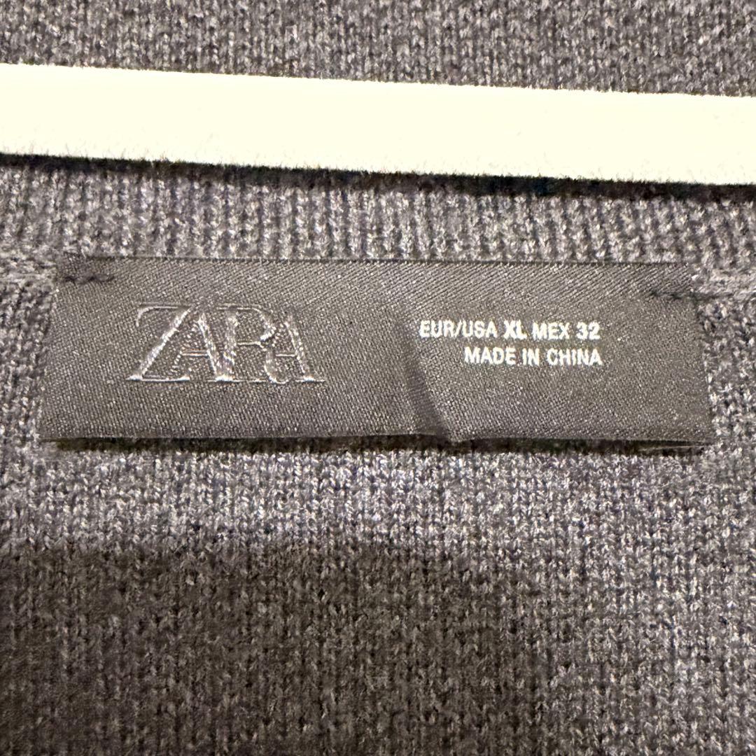 【超美品】ZARA ザラ ブローチ付き ニットブレザー XL グレー