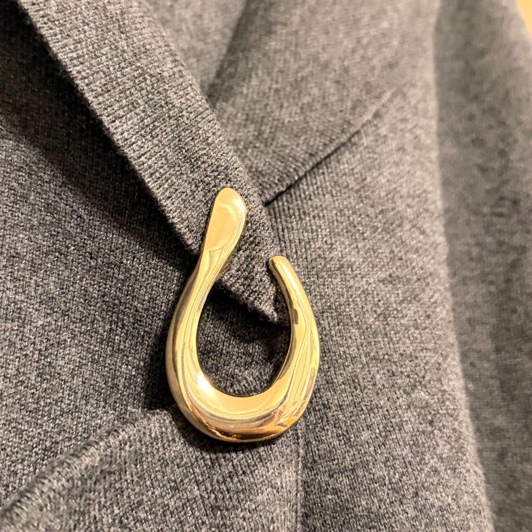 【超美品】ZARA ザラ ブローチ付き ニットブレザー XL グレー