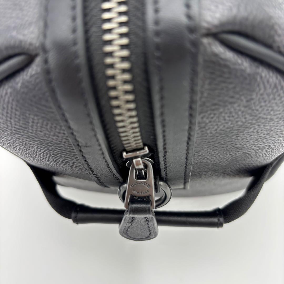 COACH コーチ 2WAY ボストンバッグ 黒 PVC レザー ショルダー付