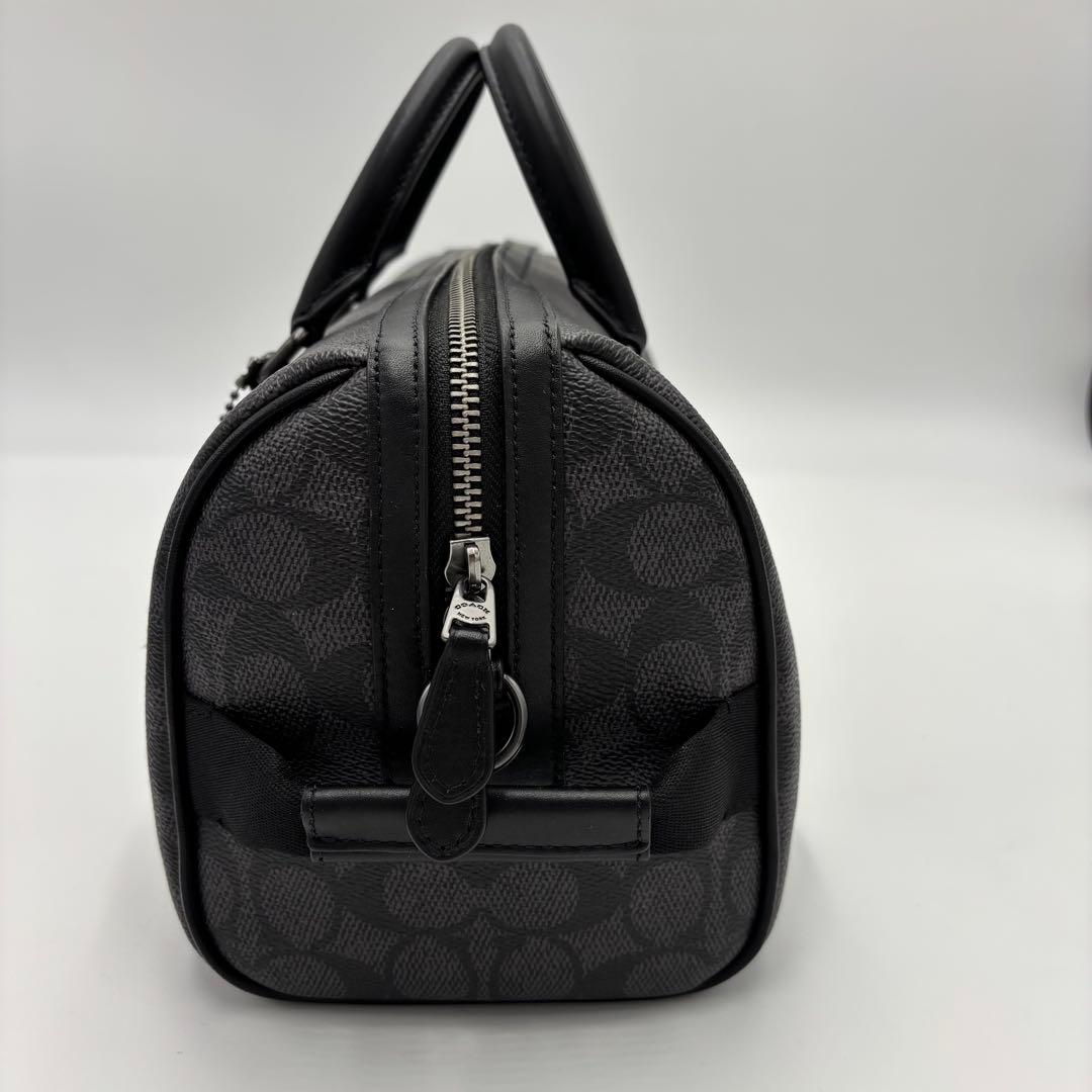 COACH コーチ 2WAY ボストンバッグ 黒 PVC レザー ショルダー付