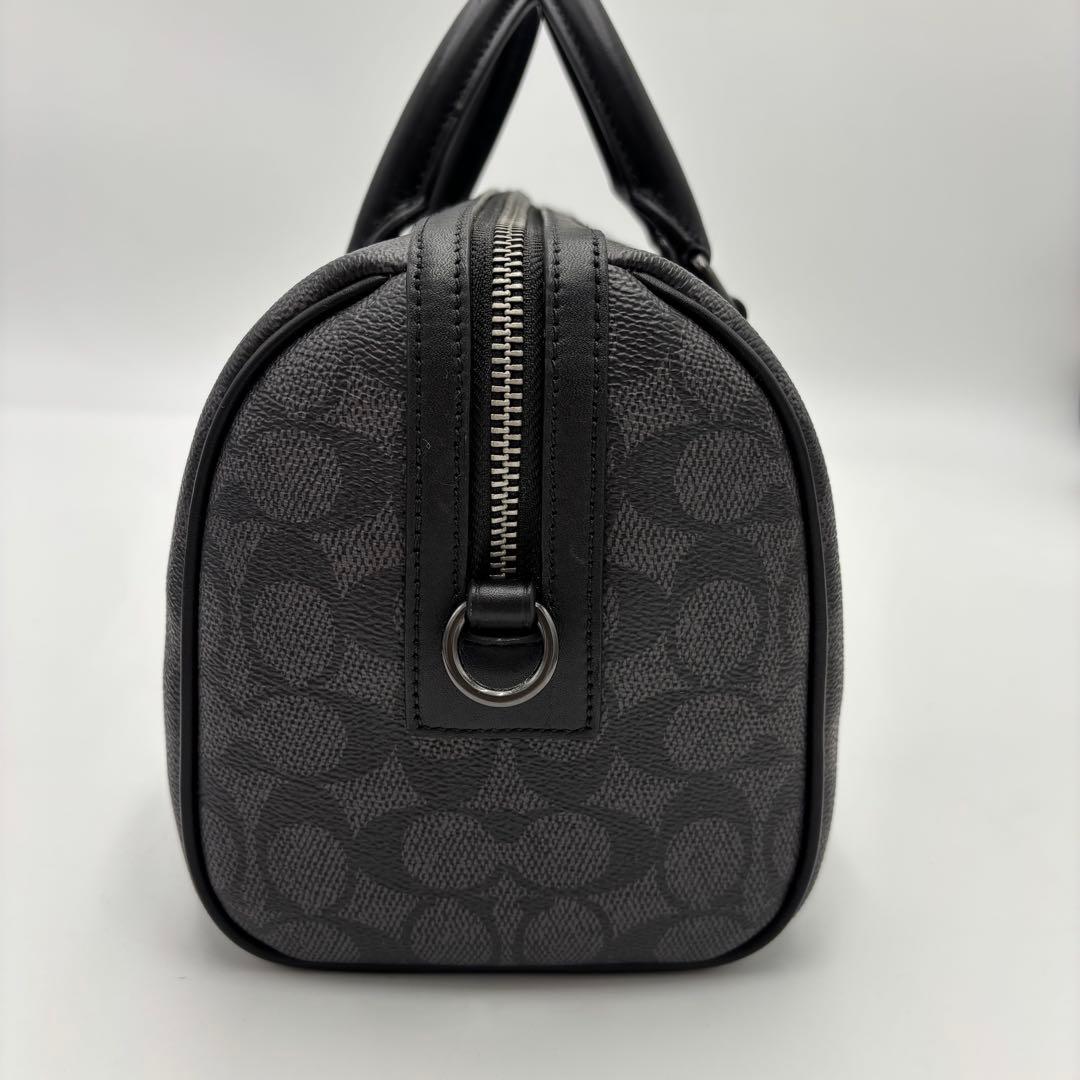 COACH コーチ 2WAY ボストンバッグ 黒 PVC レザー ショルダー付