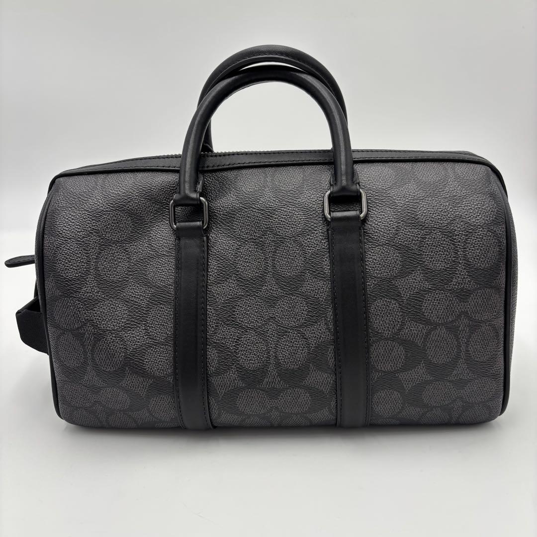 COACH コーチ 2WAY ボストンバッグ 黒 PVC レザー ショルダー付