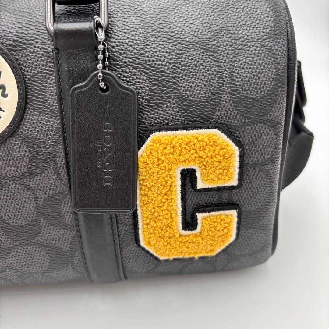 COACH コーチ 2WAY ボストンバッグ 黒 PVC レザー ショルダー付