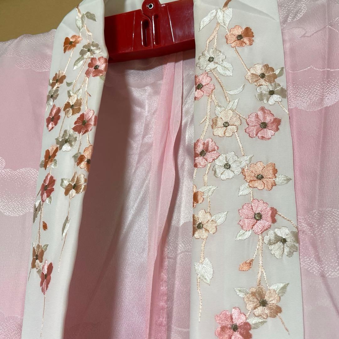 振袖 ミントグリーン 花柄刺繍　金糸　長襦袢半衿付きセット、おまけ付きフルセット