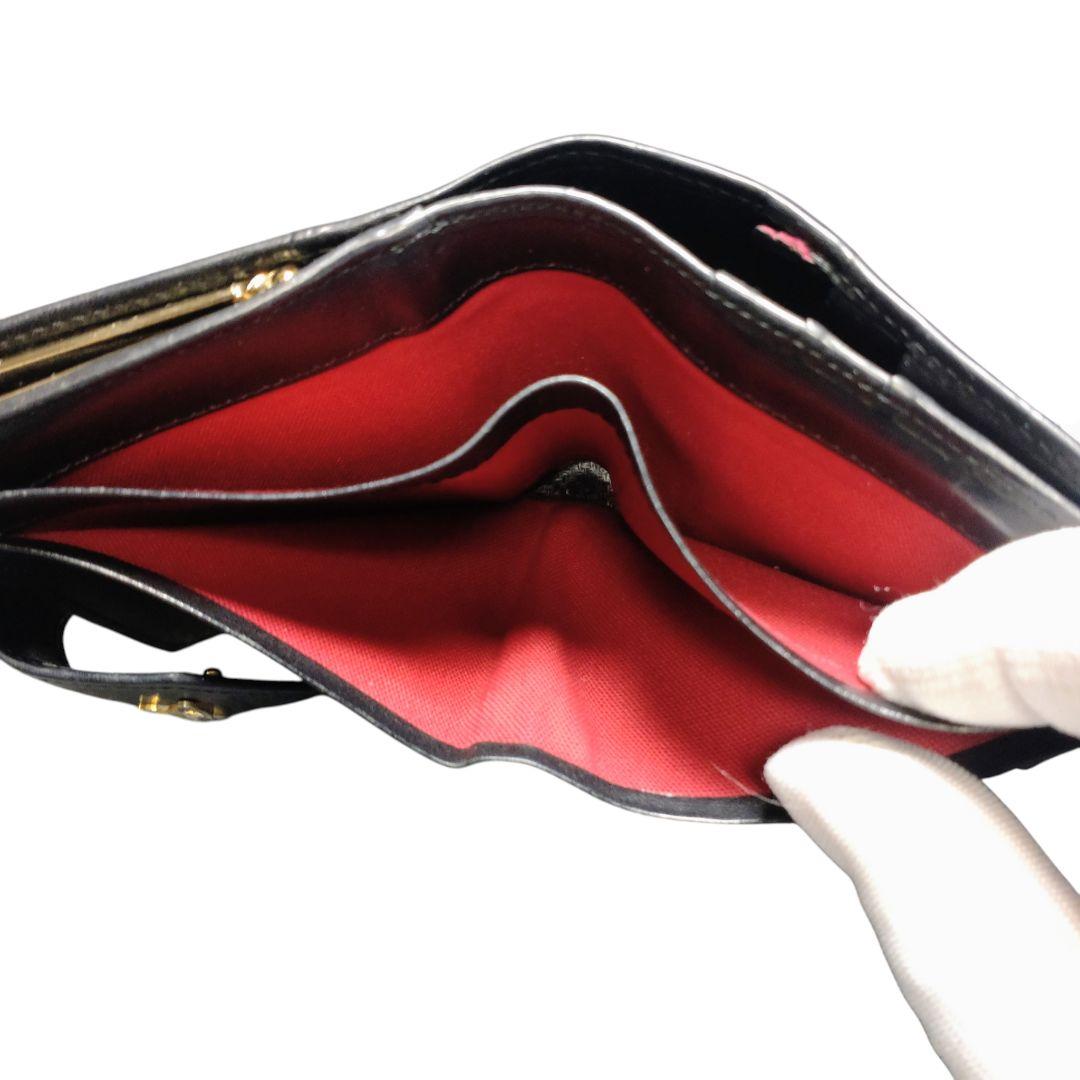 ヴィヴィアンウエストウッド がま口財布 黒 レザー オーブ 2つ折り