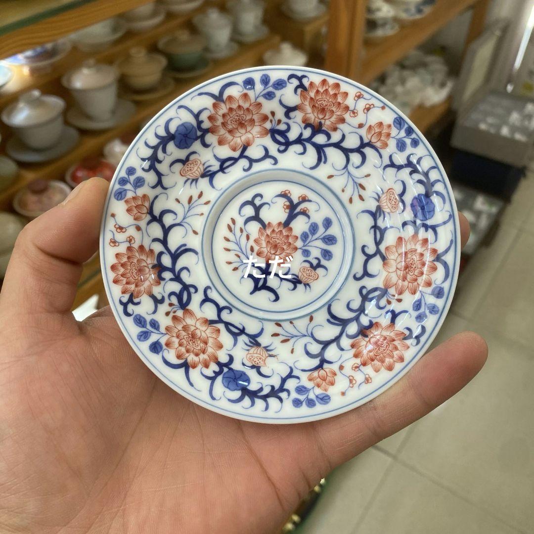 中国茶器 炫彩纏枝蓮三才蓋碗 湯飲み 煎茶器 茶道具 新商品未使用