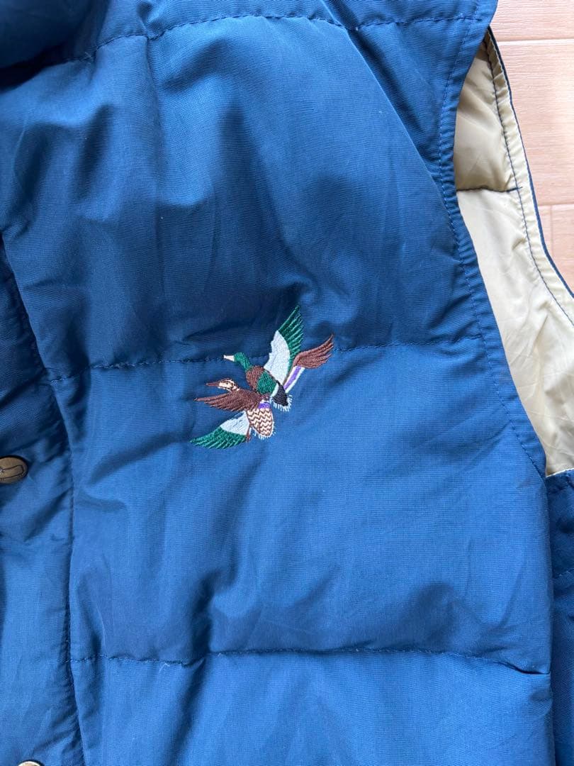 超希少Woolrichウールリッチダウンベスト　ネイビー 鳥の刺繍付き