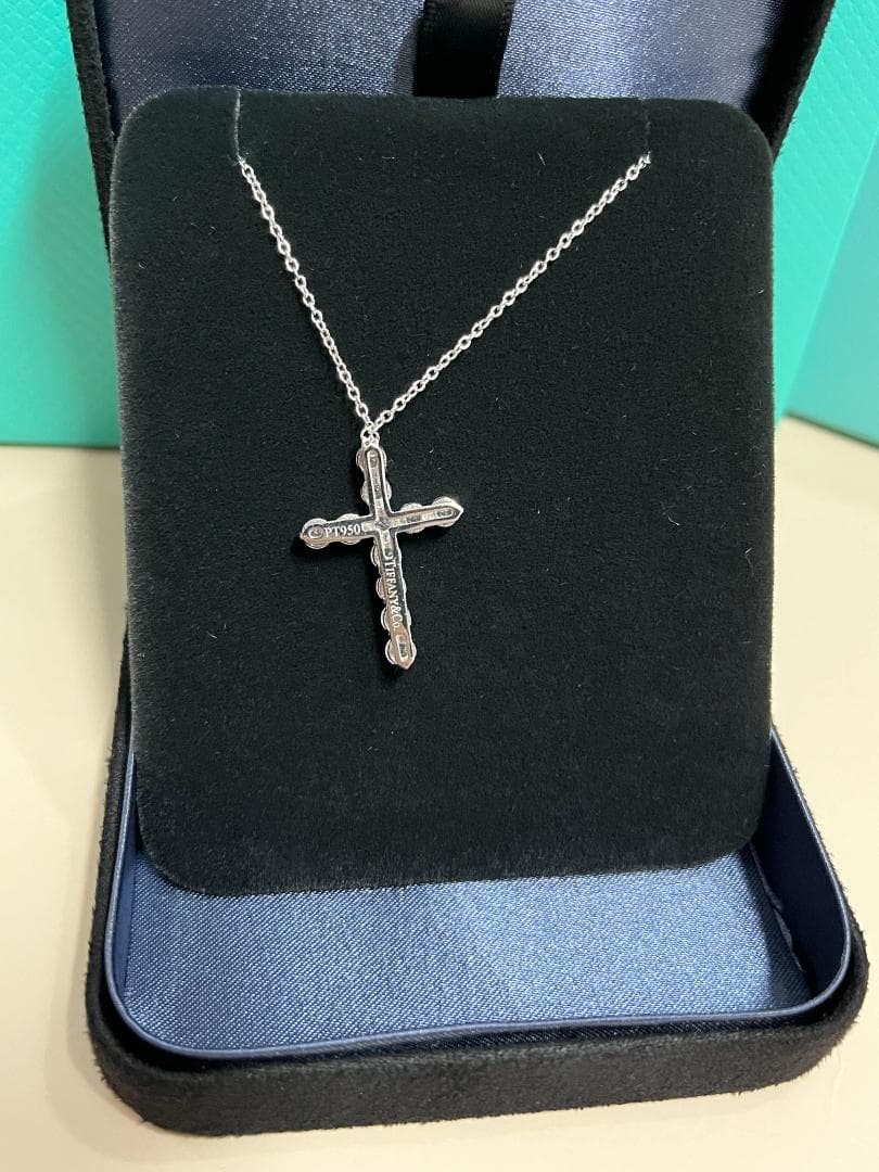 美品！・Tiffany & Co.ダイヤモンド クロスネックレス シルバー~
