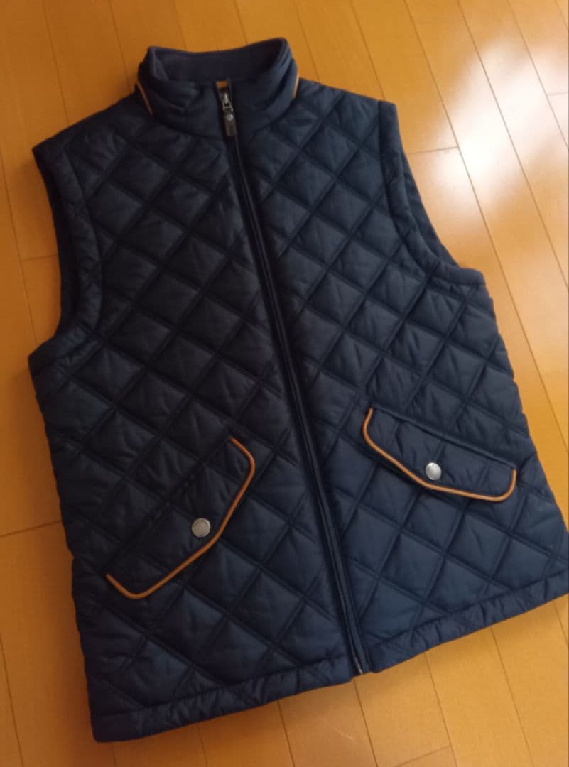 か*。様 超美品ブルックスブラザーズキルトベスト紺ネイビーレザーS