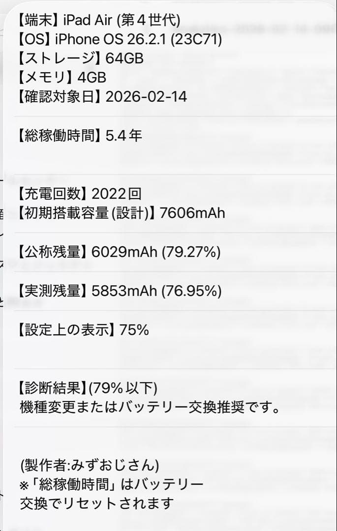 iPad Air 4 64GB Wi-Fi バッテリー75% ミントグリーン