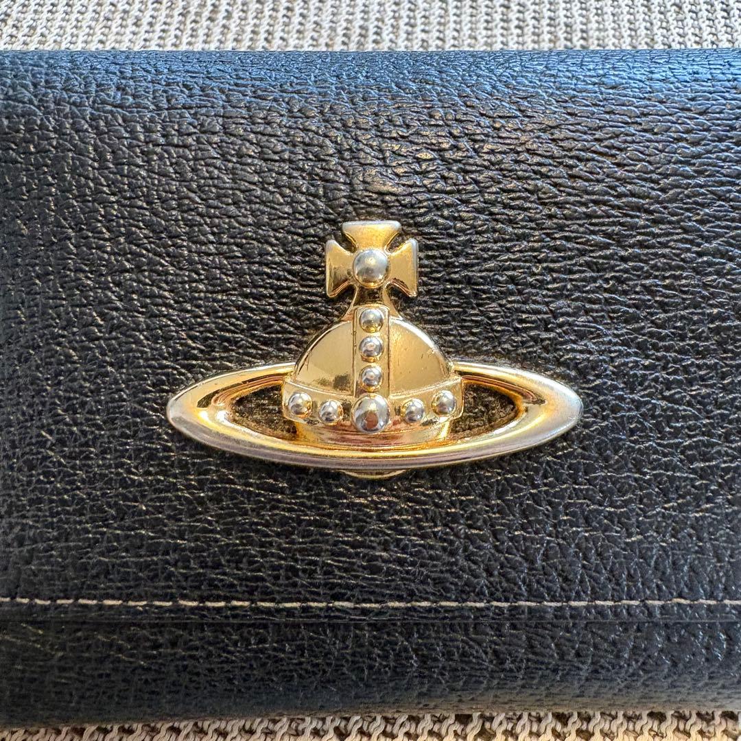 Vivienne Westwood ブラックレザー三つ折り財布
