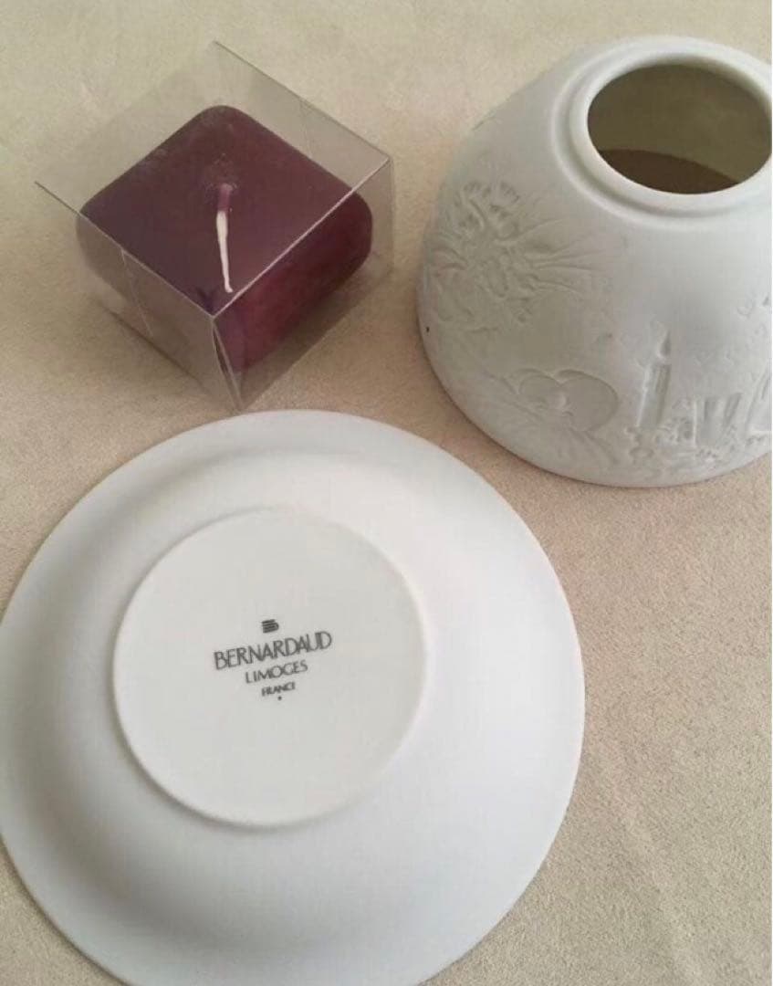 値下げlimogesフランス製￼磁器￼の天使ランプキャンドル付き￼ 美品レア物￼
