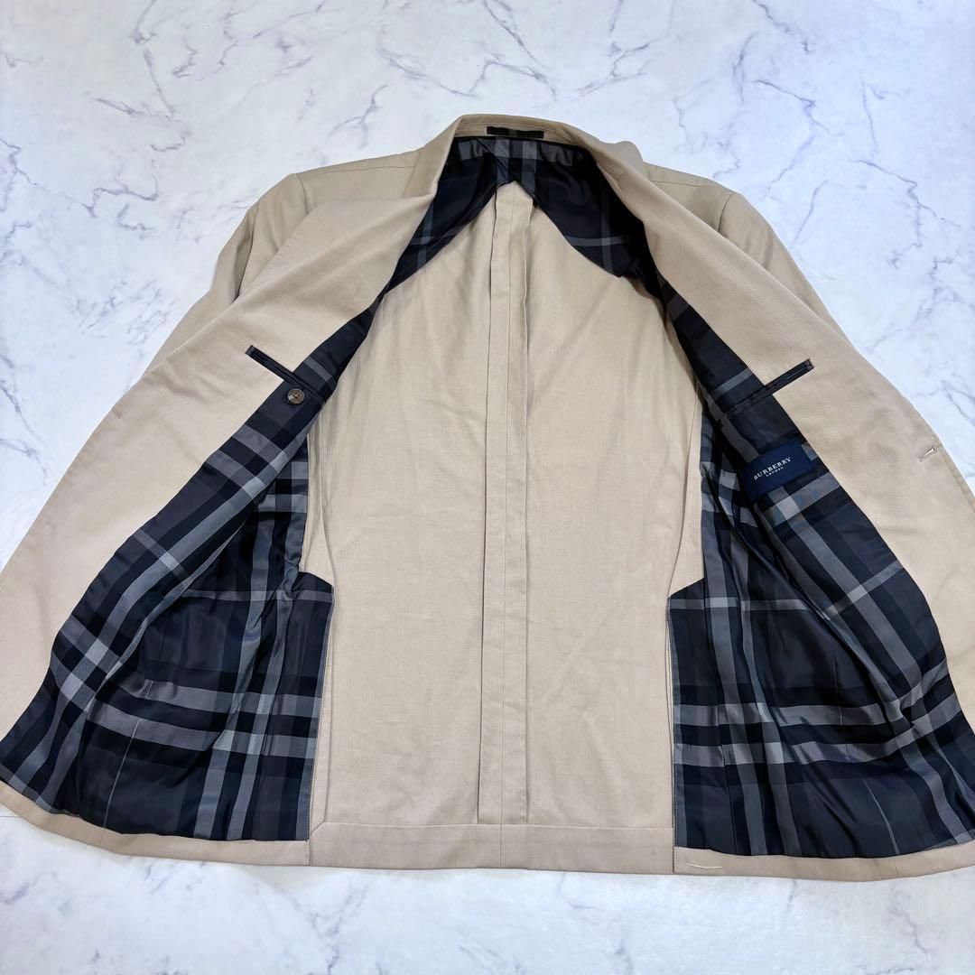 美品 バーバリー テーラードジャケット シルク混 ノバチェックL ベージュ