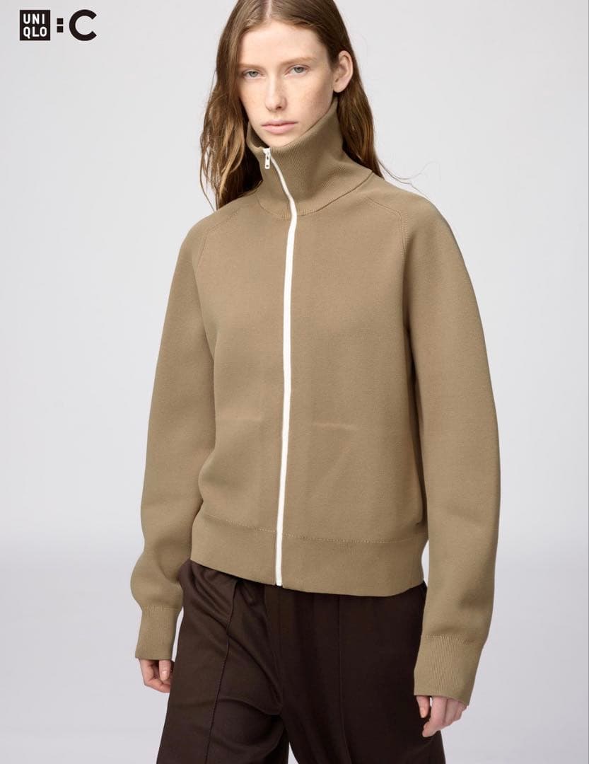 新品　ユニクロ　UNIQLO C ミラノリブ　フルジップカーディガン　M