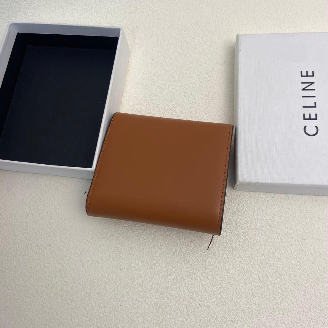 CELINE トリオンフ レザー 三つ折り財布 ブラウン フリーサイズ 中古品
